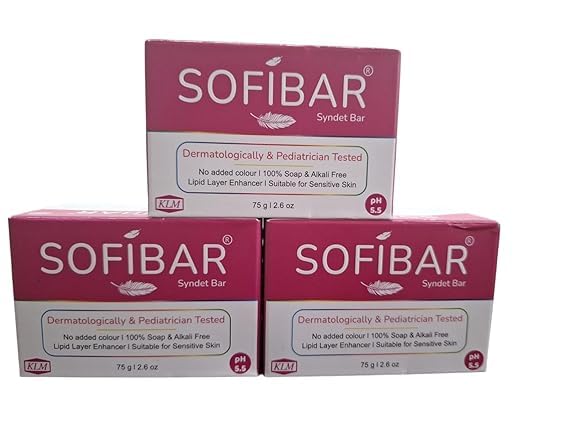 KLM Sofibar Syndet Bar Soap, Almond, 3 Count