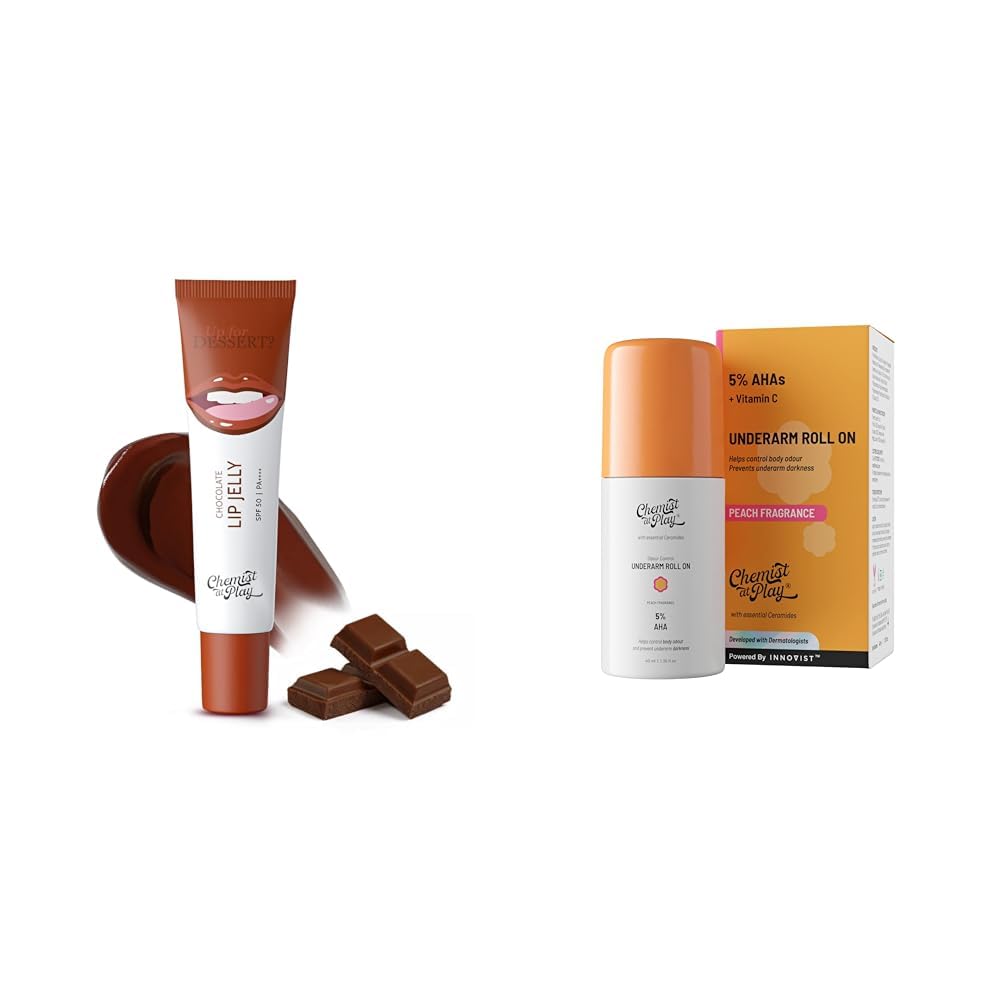 Chemist At PlayChocolate Tinted Lip Balm UnderArm Roll-On Deodorant with 5% AHA Vegan | SLS Free | 40ml