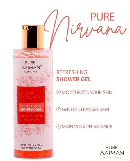 Pure Aatman Refreshing, soft & gentle shower gel for nourishment Deep Cleansing Body Wash for Daily Bathing Use (200ml)