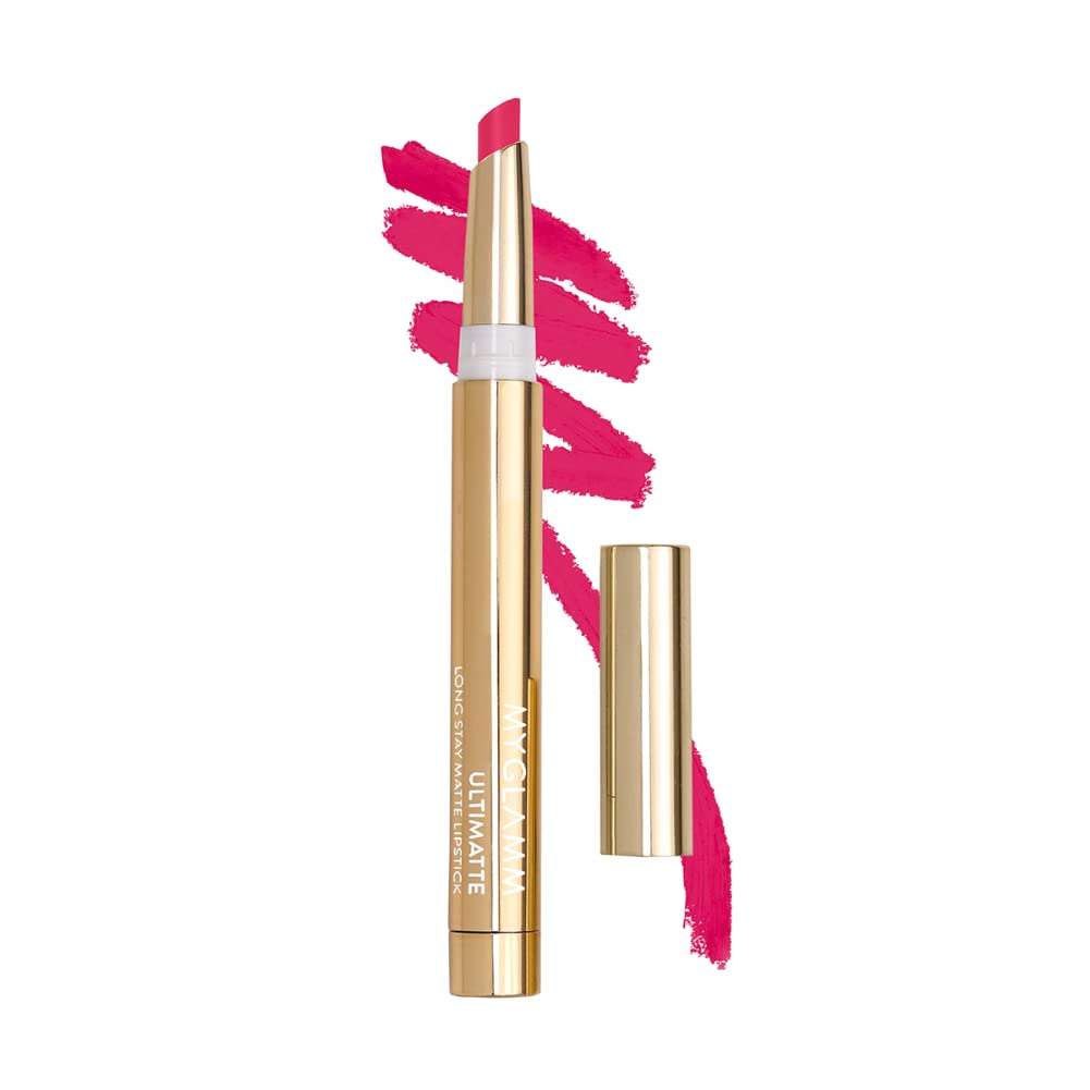 MyGlamm Ultimatte Long Stay Matte Lipstick - Risque (Pink) | Long Lasting Lipsticks for Women With 12hr Stay | Transfer Proof | Rich Colour | Moisturising, Lightweight Formula | 1.3g