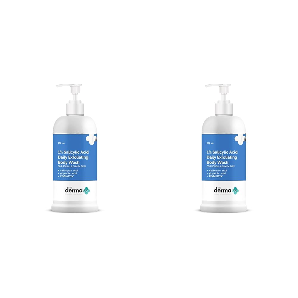 The Derma Co 1% Salicylic Acid Daily Exfoliating Body Wash with Salicylic Acid, Glycolic Acid & PENTAVITIN® - 250ml | | Helps to Prevent Body Acne & Cleanse Skin (Pack of 2)