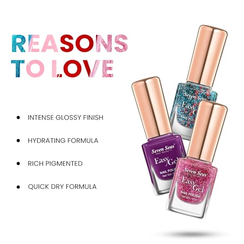 Seven Seas Easy Gel Nail Polish | Quick Dry Gel Nail Polish, Pack of 3 (Combo-04, 30ml)