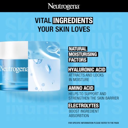 Neutrogena Hydro Boost Hyaluronic Acid Face Moisturizer 50ml | 24 hours long lasting Hydration | Oil free non sticky light water gel fast absorbing| Daily use | All Skin Types | For Men & Women 50g