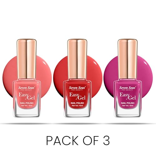 Seven Seas Easy Gel Nail Polish | Quick Dry Gel Nail Polish, Pack of 3 (Combo-09, 30ml)