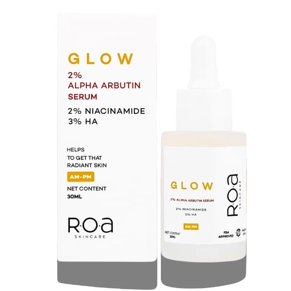 R.O.A Skincare GLOW face serum for Dark spots and open pores reduction with 2% Alpha Arbutin 2% Niacinamide and 3% Hyaluronic acid | Advanced Dark spot correcting glow serum for Men and women (30ml)