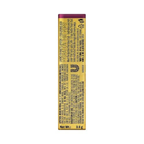 Lakmé 9to5 Lipstick, Hya Matte, with Hyaluronic Acid for hydrated lips, Meetup Mauve 3.6gm