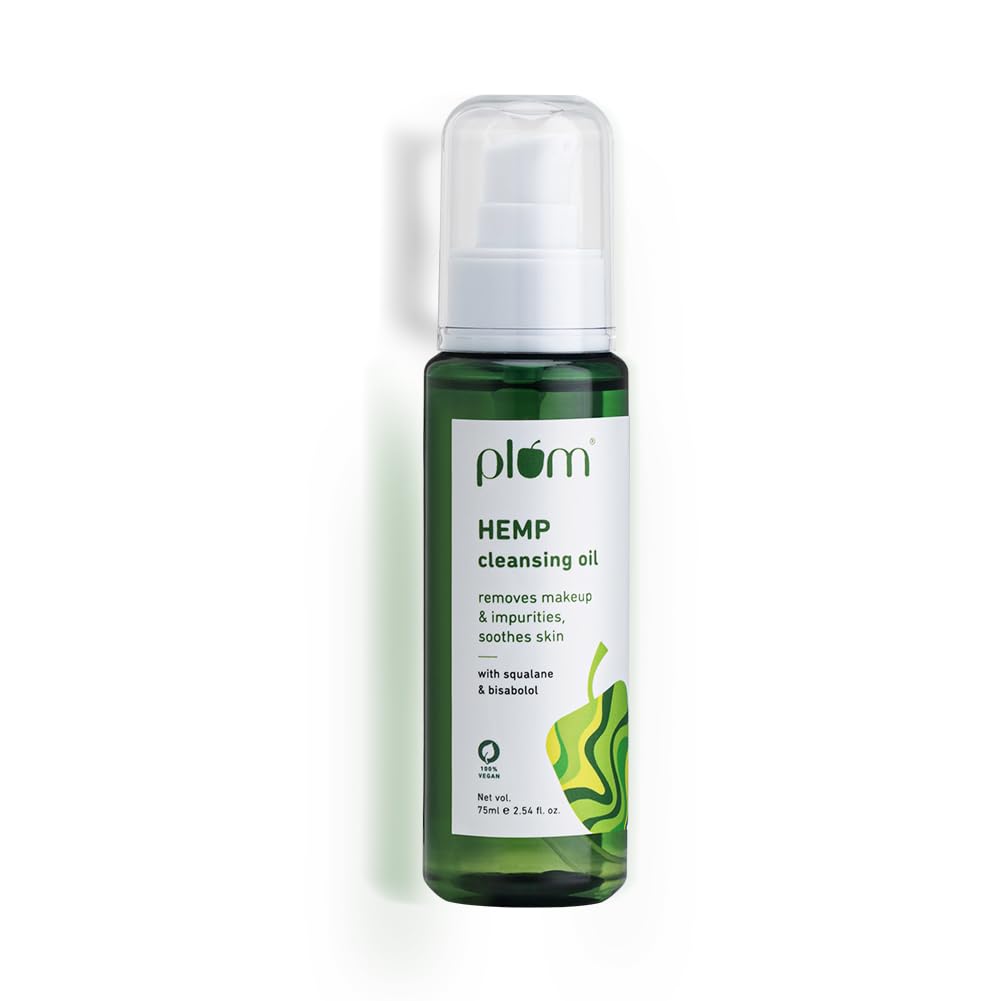 Plum Hemp Cleansing Oil | Removes Makeup & Impurities | Soothes Skin | With Squalane & Bisabolol | All Skin Types | 100% Vegan | 75ml