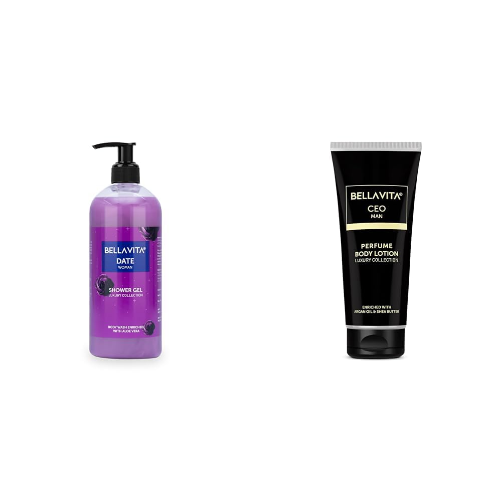 Bella Vita Luxury Date Woman Body Wash Refreshing Shower Gel for Deep Cleansing Hydrating Moisturising Softer & Smoother Skin with Aloe Vera 500 Ml Intense CEO Man Body Perfume Lotion