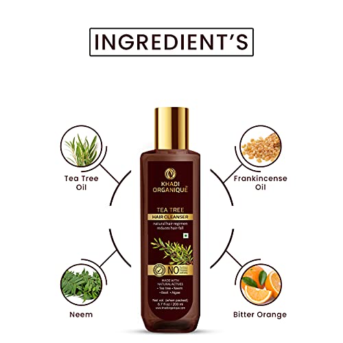 Khadi Organique Tea Tree Hair Cleanser/Shampoo for Anti Dandruff (SLS & PARABEN FREE) 200 ML
