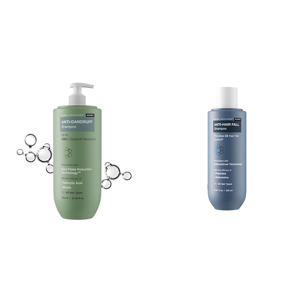 Bare Anatomy Expert Anti-Dandruff Shampoo - 750ML Anti Hair Fall Shampoo Vegan| For All Hair Types | For Women & Men | 250ml