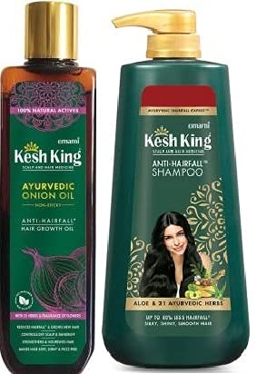 Kesh king Ayurvedic Onion Oil Non Sticky Anti Hair Fall Hair Growth Oil 200ml & Kesh King Scalp and Hair Medicine Anti-Hair fall Shampoo 600ml