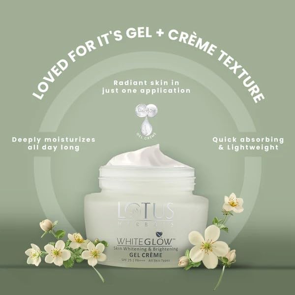 Lotus Herbals Whiteglow Gel Cream 40g, Nourishing Night Cream 40g, Set of 2