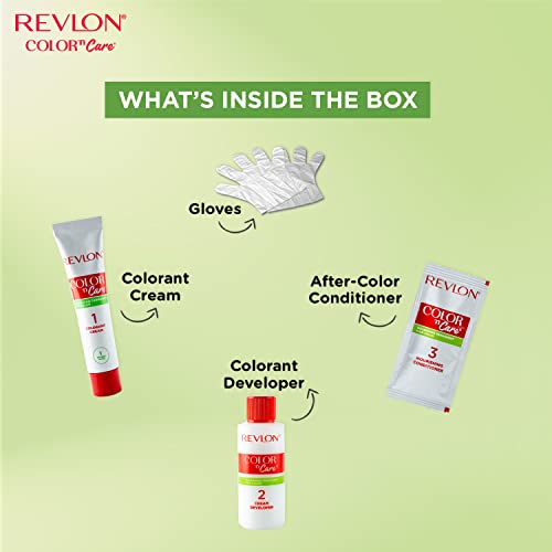 Revlon Color 'n Care Permanent Hair Color for Women Natural Black | Blend of 4 oil's & Shea Butter| For Silky, Shiny & Nourished Hair | 100% Grey Coverage in 5 Minutes | Ammonia Free