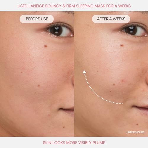 LANEIGE Bouncy & Firm Plump, Firm and Glow Set of 3 includes Eye Sleeping Mask 20G, Face Sleeping Mask 10ML and Lip Treatment Balm 2G with Pouch