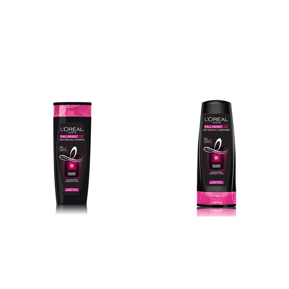 L’Oréal Paris Fall Resist 3X Anti-Hairfall Shampoo, 360ml Pack of 1 (With 10% Extra) And Fall Resist 3X Anti-Hairfall Conditioner, 175ml (With 10% Extra)