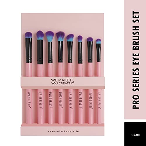 Swiss Beauty Pro Eye Brush Set With Ultra-Soft Bristles, 8 Brush Set For Eye Makeup, 8 Pcs