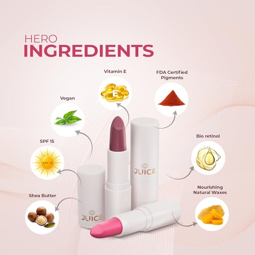 Juice Browned - M17 Kiss Sensation Lipstick & Juicy Plum - M05 Color Luxe Liquid Lipstick with Goodness of Bio Retinol, & SPF 15 UV Protection