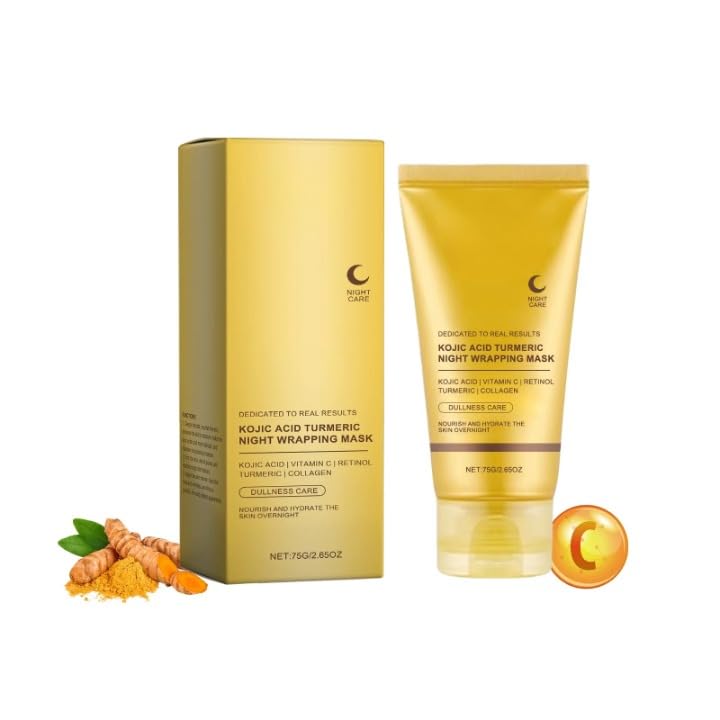 Kojic Acid Turmeric Overnight Wrapping Peel Off Mask – Brightens & Defends Against Skin Stress for a Clear, Glowing Complexion, Korean Skincare Facial Mask, 2.65 fl. oz.