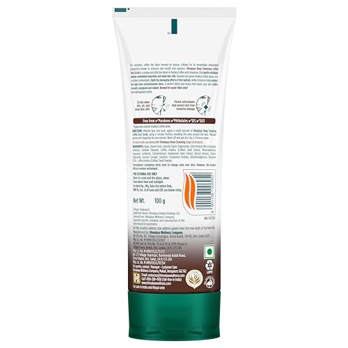Himalaya Deep Cleasing Coffee Face Scrub | Organically sourced Arabica Coffee | 100% Natural Exfoliants | Exfoliates blackheads & impurities | Paraben free | 100g