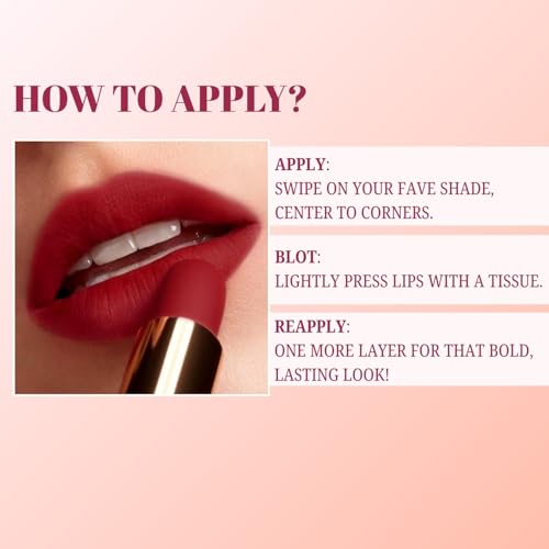Lakyou Beauty Color Secrets | Non-Transfer Matte Lipstick | Bold Red | Long Lasting Wear | 4g | (B03(Cranberry))