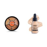 INSIGHT Cosmetics Pro Concealer Palette Matte Light (Concealer), All Skin Type & Cosmetics Ultra-Thin Second Skin Long Wear Foundation, 20Ml (03-Sun Beige) Oil, 2 count
