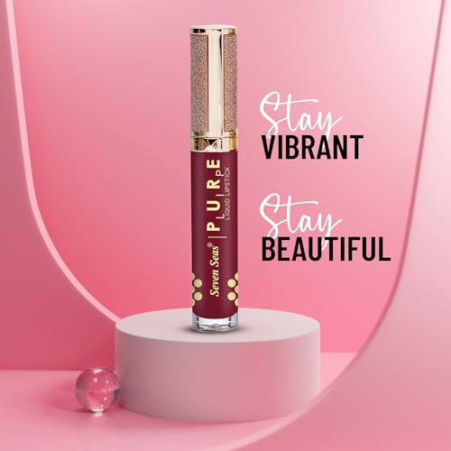 Seven Seas Pure Liquid Lipstick, Matte Finish, Purple (Crown of Thorns, 7ml)