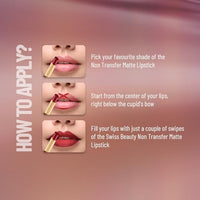 Swiss Beauty Non-Tranfer Matte Lipstick, Smooth & Waterproof, First Love, 2g