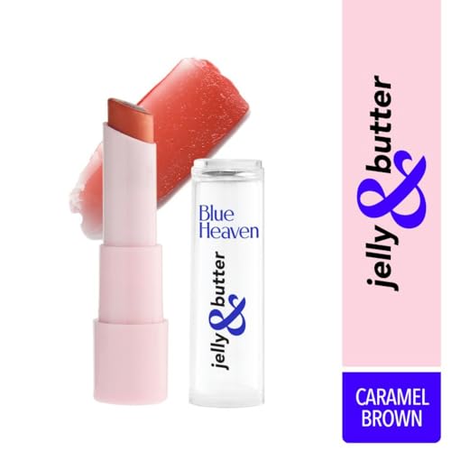 Blue Heaven Jelly & Butter Lip Balm infused with Jojoba Oil, Shea Butter + Vitamin E, smoothens Dry & Chapped Lips, Fades Pigmentation, Soften & Smoothes Plums Lips, Caramel Brown, 3g