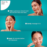 Pilgrim 2% Niacinamide Glow Sunscreen SPF 50 +++ for men and women with Spanish Squalane | Enhances Glow, Broad spectrum, Non-greasy, No white cast & Prevents Tanning | All skin types | 50 gm