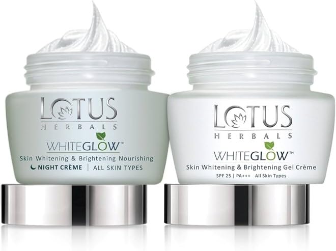 Lotus Herbals Whiteglow Gel Cream 40g, Nourishing Night Cream 40g, Set of 2