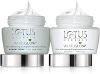 Lotus Herbals Whiteglow Gel Cream 40g, Nourishing Night Cream 40g, Set of 2