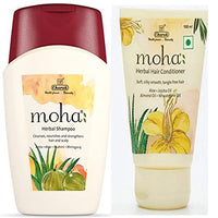moha: Herbal Hair Shampoo & Conditioner | Mild Shampoo & Conditioner For Daily Use For All Hair Types | Hair Cleanser With Benefits Of Amla, Aloe, Brahmi & Bhringaraj - 100ml Each