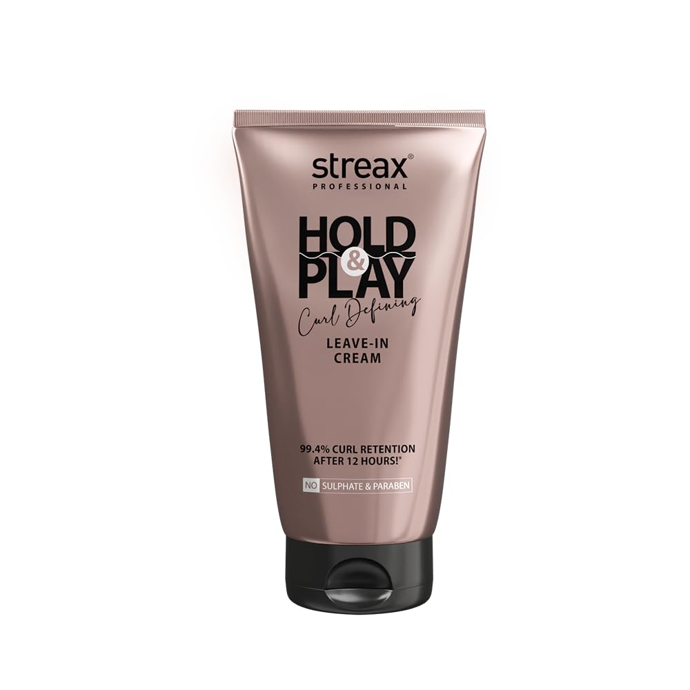 Streax Professional Curl Defining Cream, 150 gm-Leave In Curl Cream for culry hair-Moisturizes, Enhances Natural Curl Definition & Provides Medium Hold to Dry Frizzy, Wavy & Curly Hair