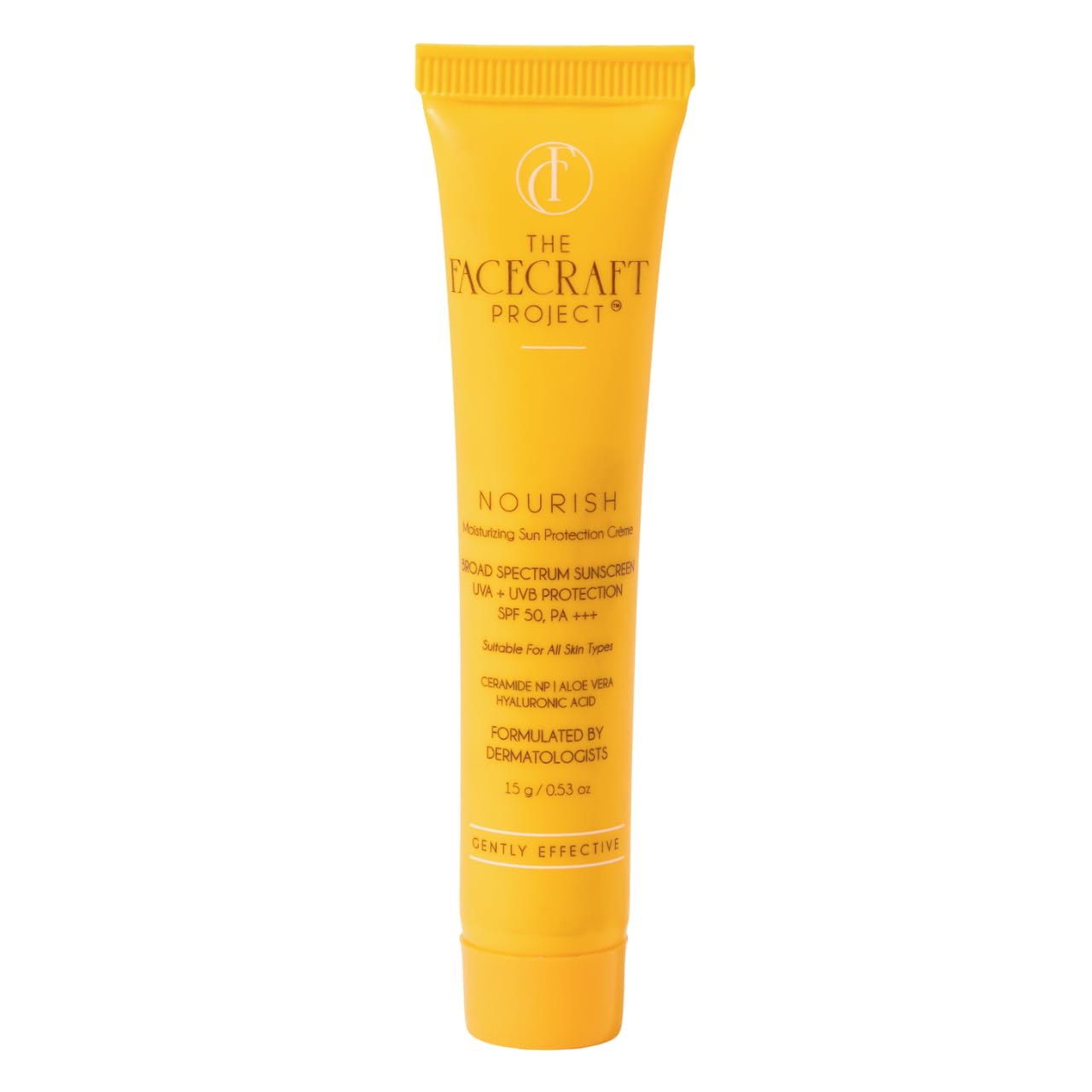 THE FACECRAFT PROJECT Broad Spectrum | SPF 50+ | Lightweight Sunscreen Crme | UVB & UVA Protection |Skin Barrier Support | Non-Sticky | No White Cast | Natural Finish | Daily Sun Care (15gm)