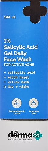 The Derma Co 1% Salicylic Acid Gel Face Wash With Salicylic Acid & Witch Hazel For Active Acne - 100 Ml(Dermaco) (Pack of 2)