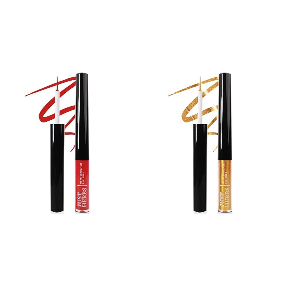 Just Herbs Gel Eyeliner Waterproof And Smudge Proof & Eyeliner Waterproof And Smudge Proof Combo, Red, Matte Finish