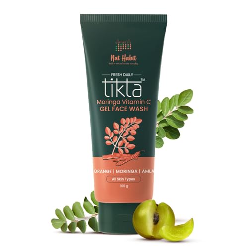 Nat Habit Moringa Vitamin-C Gel Face Wash For Acne, Pimple And Oil Control With Glowing Skin, Paraben & Sulphate Free Face Cleanser For Men & Women, (100 g)