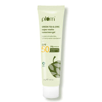 Plum Green Tea & Zinc Super-Matte Gel Sunscreen SPF 50 PA ++++ | Formulated for Oily, Combination and Acne Prone Skin | Protects & Controls Oil | Lightweight, No White Cast & Non-Sticky | Vegan | 15g
