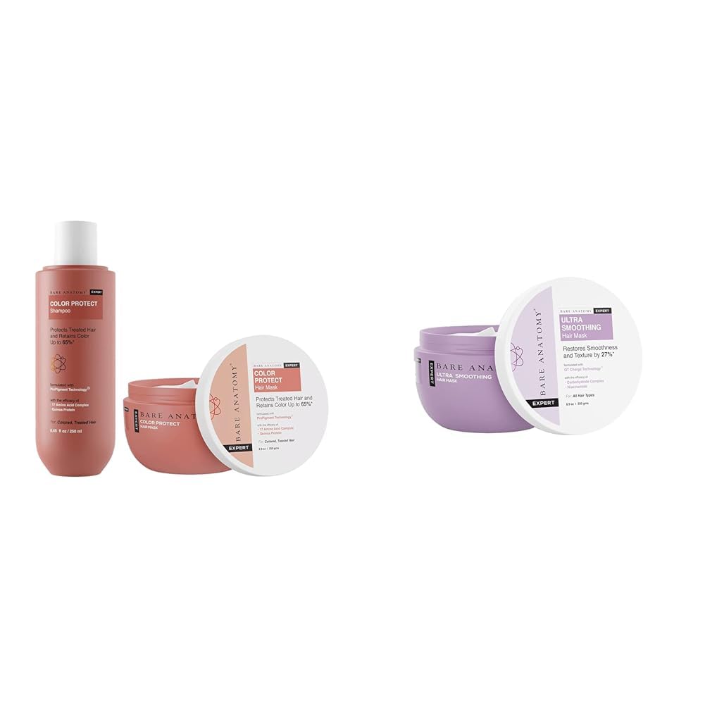 Bare Anatomy Color Protect Shampoo + Hair Mask Kit for Coloured and Treated Hair For Dry & Frizzy Hair, 250ml + 250g Ultra Smoothing Hair Mask For Dry & Frizzy Hair| For Women & Men| 250gm