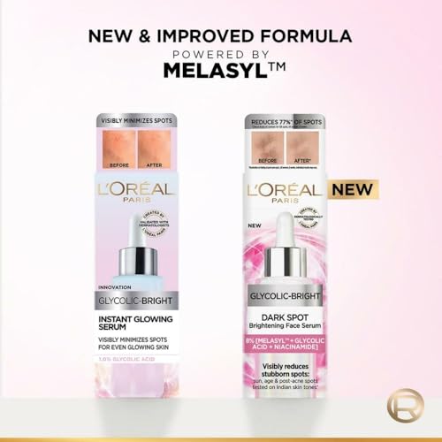 L'Oreal Paris Glycolic Bright 8% [Melasyl + Niacinamide] Face Serum for Brightening Dark Spots 15ml
