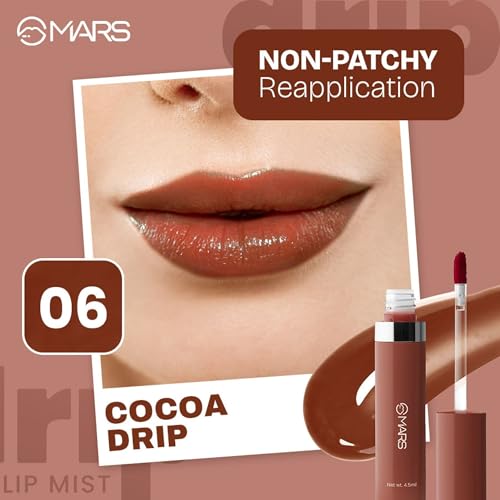 MARS Drip Lip Mist for Women (4.5 ml) (06-Cocoa Drip) Long Lasting Crayon Lipstick up to 12 Hours Stay | Matte Finish | Waterproof | Won't Smudge Won't Budge Lip Crayon (3.5 gm) (17-I Am Wise)