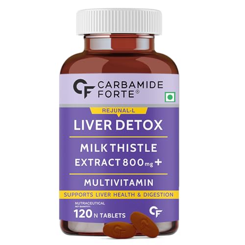Carbamide Forte Liver Detox Supplement with Milk Thistle Extract 800mg (30:1) | Added Multivitamins & Amino Acid | Liver Support Supplement –120 Veg Tablets