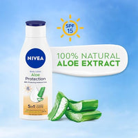 NIVEA Aloe Protection Body Lotion 200 ml | SPF 15 | Aloe Vera Extracts | Dep Moisture Serum | Men and Women | All Skin Type