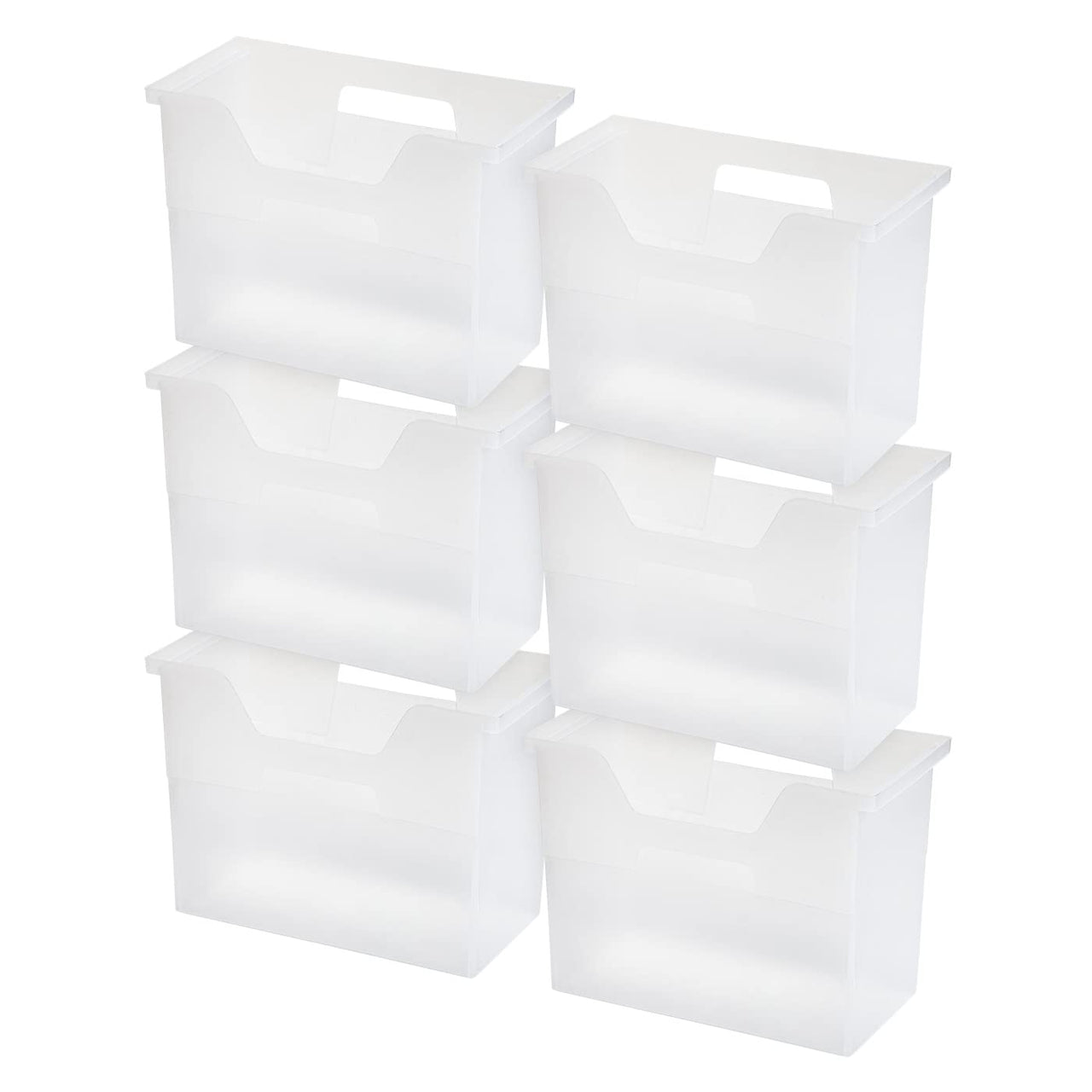 IRIS USA Medium Portable Desktop File Box with Open Lid, 6 Pack, Side Handles, Hanging File Folders, Tabs & Inserts, Letter Size, Magazines, Newspapers, Mail, Books, Notebooks, Clear Medium, Clear - 6 Pack