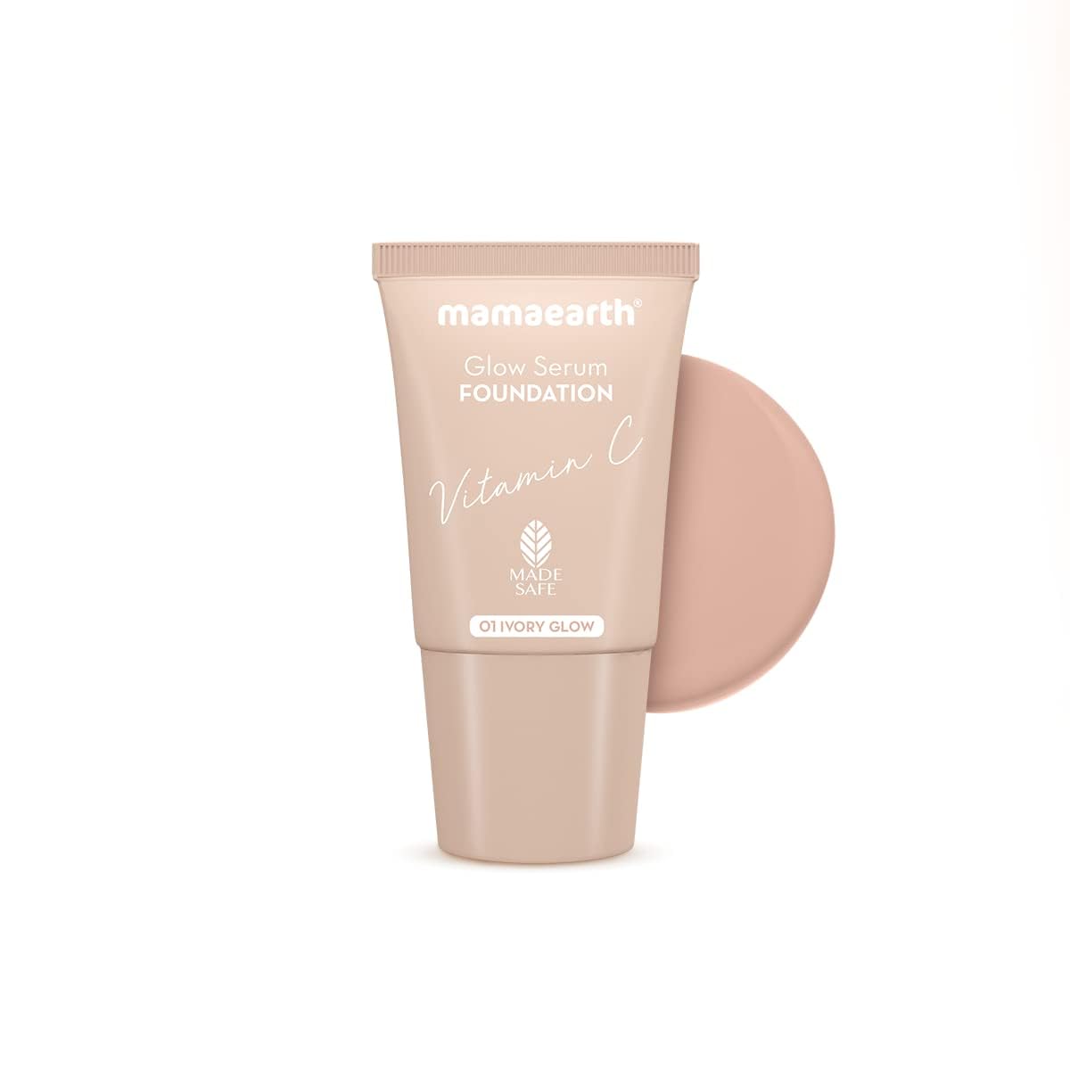 Mamaearth Glow Serum Foundation Gel Mini Tube With Vitamin C & Turmeric For 12Hr Long Stay, 18ml - 01 Ivory Glow, 2X Instant Glow, Luminous Finish For All Skin Type