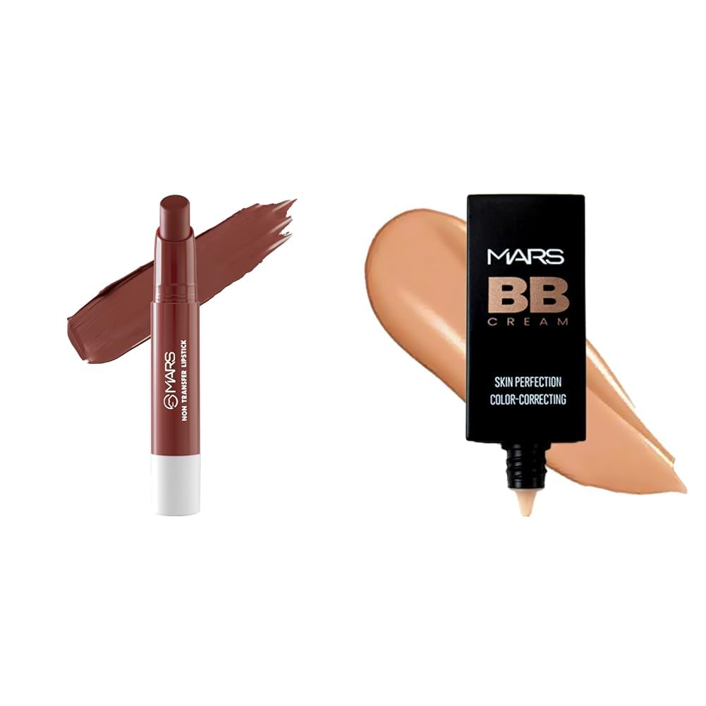 MARS Matte Super Stay Lipstick Lipstick for Women (2.6 gm) (12-SINFUL) BB Cream Lightweight Foundation | Blendable BB Cream for Women | Colour Correction for All Skin Types (30 ml) (Biscuit)