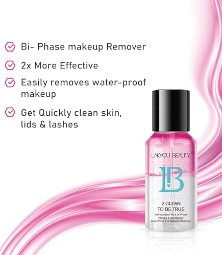 LAKYOU BEAUTY 2 Clean To Be True Makeup Remover - Pink (100ml) | Dual-Action Makeup Remover & Cleanser With Matte Finish