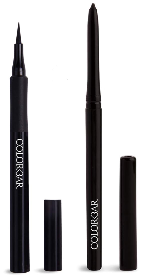 Colorbar Ultimate Eye Liner, Black, 1ml And Colorbar Mesmereyes Kajal, Black 001, 0.35g