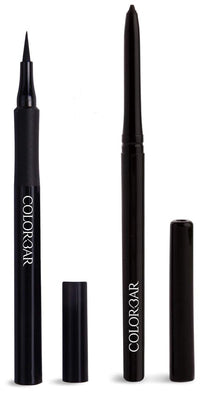 Colorbar Ultimate Eye Liner, Black, 1ml And Colorbar Mesmereyes Kajal, Black 001, 0.35g