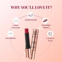 Lakyou Beauty Color Secrets | Non-Transfer Matte Lipstick | Bold Red | Long Lasting Wear | 4g | (B03(Cranberry))
